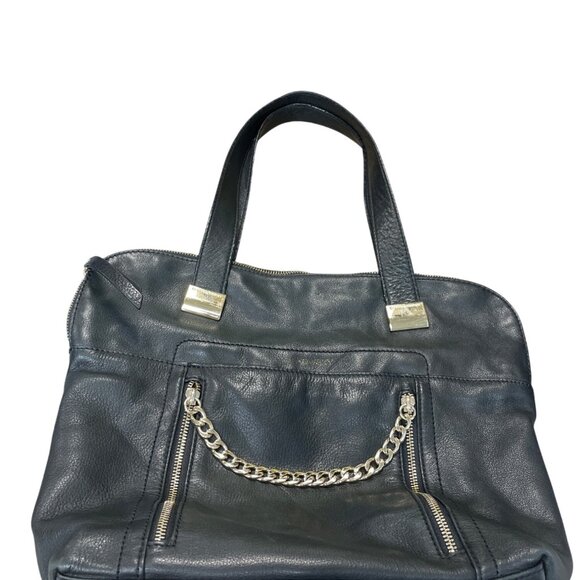 b. makowsky Handbags - B. Makowsky Womans Black Leather Gold Ware Shoulder Handbag SKU 9423